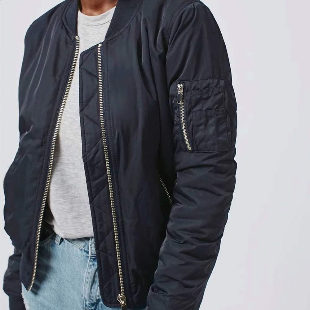 Navy Blue Topshop Ultimate MA1 Bomber Jacket